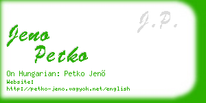 jeno petko business card